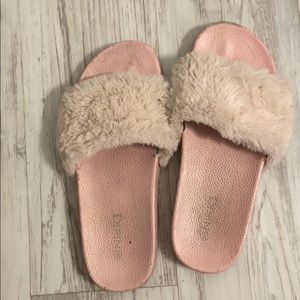 Pink fluffy slides